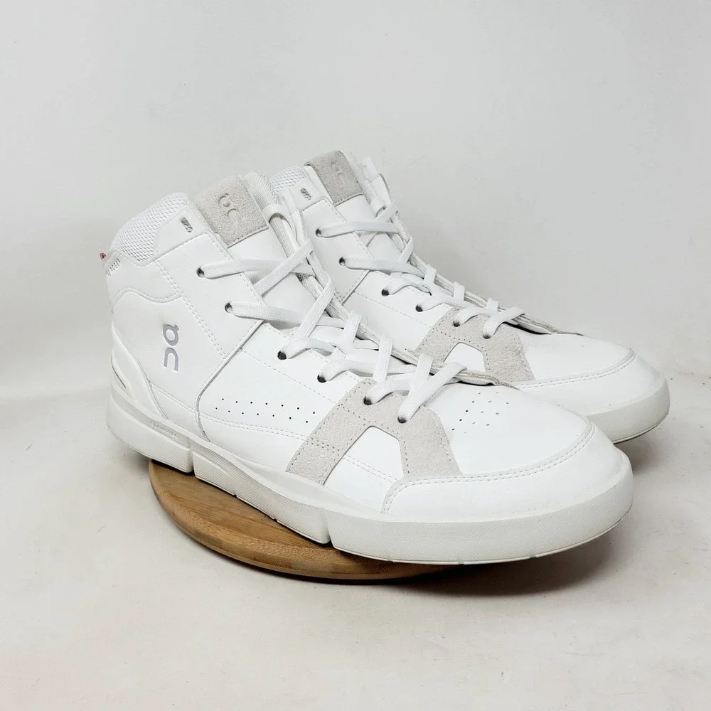 On The Roger Clubhouse Mid Shoes Mens 10.5 White Sneaker Casual Tennis Court